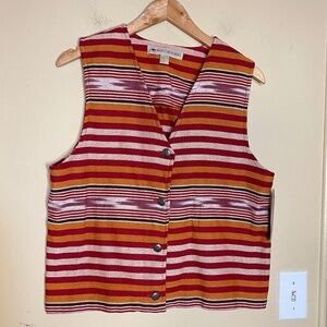 Southwestern Striped Vest - Red, Orange, and White